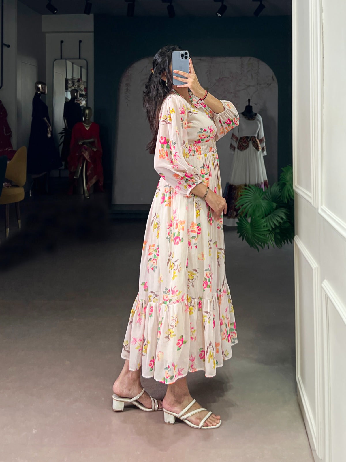 Elegant Floral Printed Frock