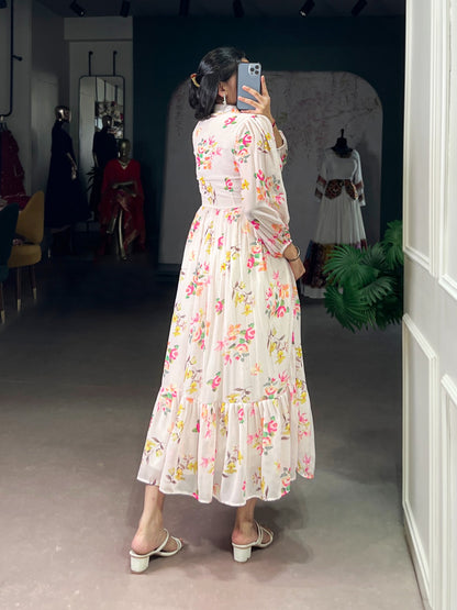 Elegant Floral Printed Frock