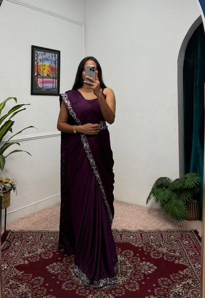 Purple Ready to Wear Indowestern Saree