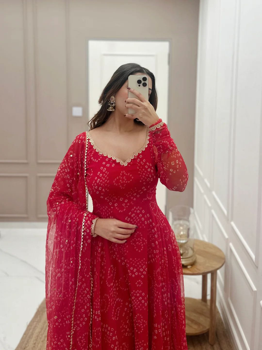 Red Diwali Special Anarkali Suits