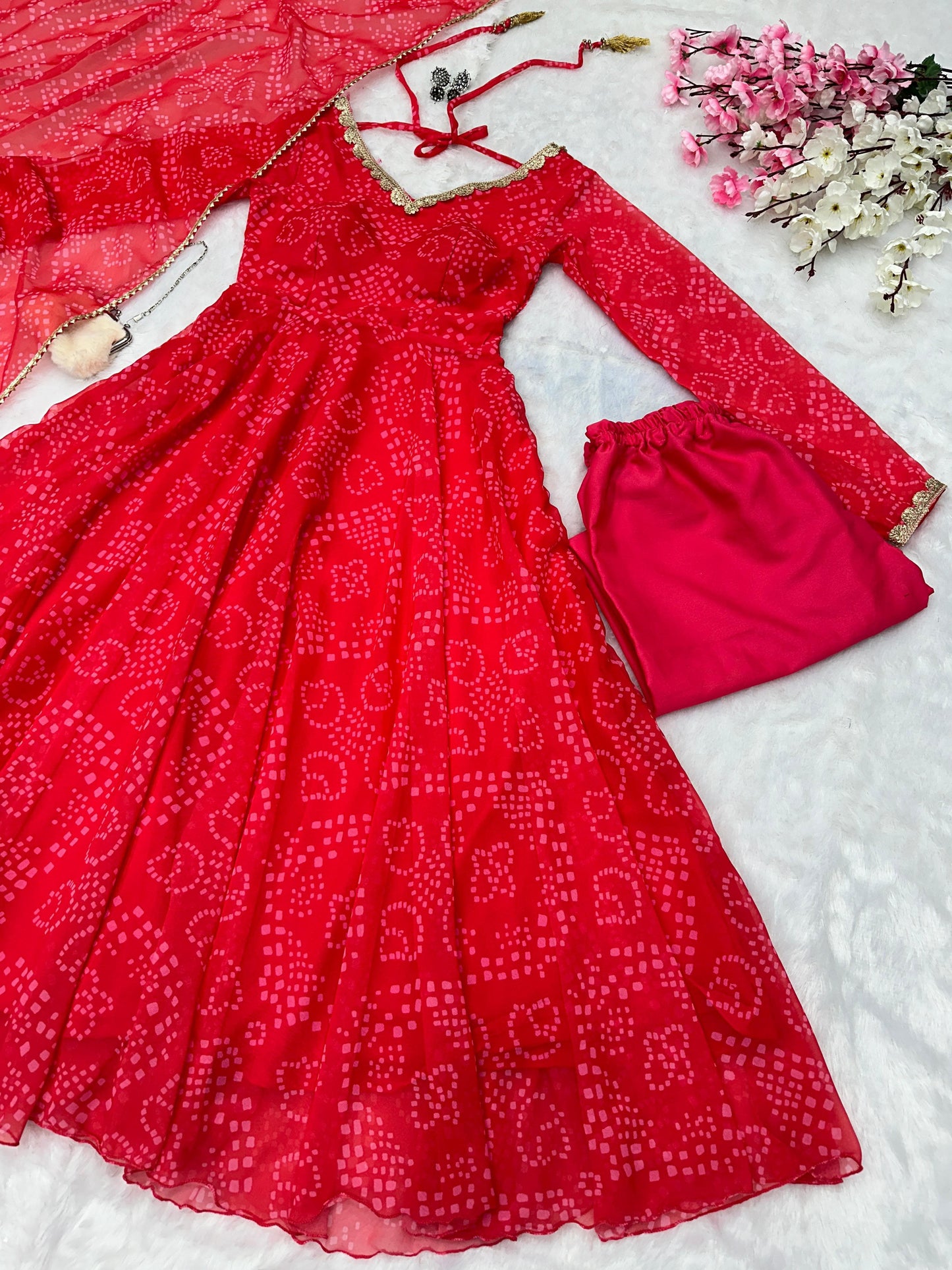 Red Diwali Special Anarkali Suits