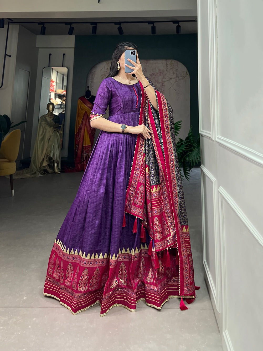 Purple Premium Silk Gown