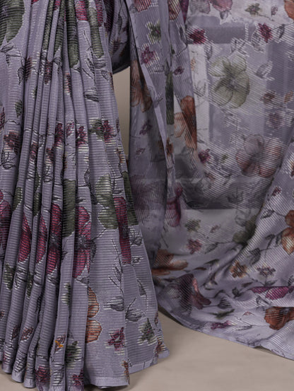 Grey Lurex Brasso Saree