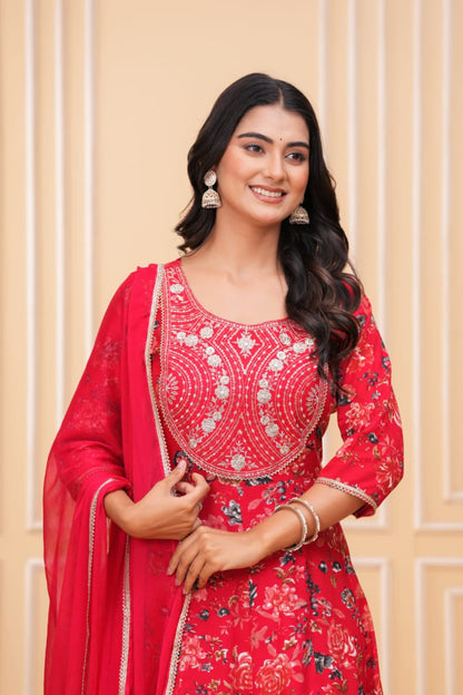 Red Designer Anarkali Diwali Festival Kurti