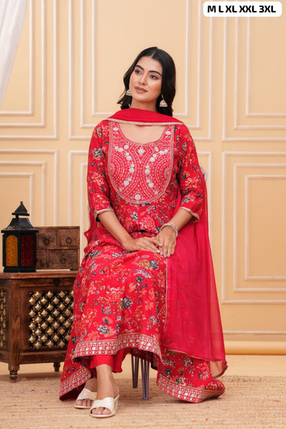 Red Designer Anarkali Diwali Festival Kurti