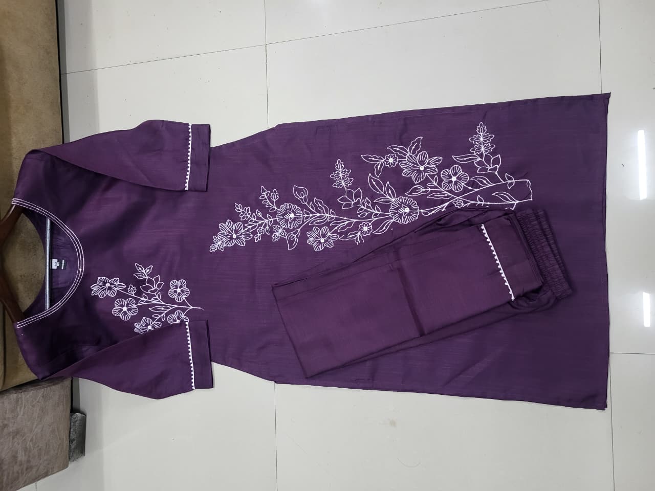 Rama Embroidery Silk Kurti 2 Piece