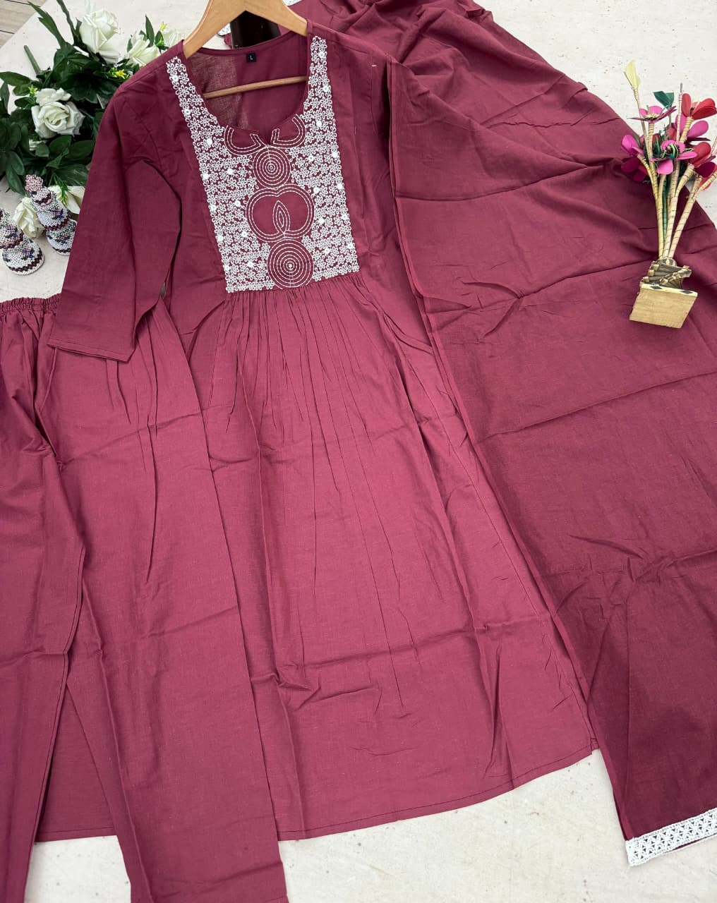 Maroon Premium Festival Look Anarkali Kurti