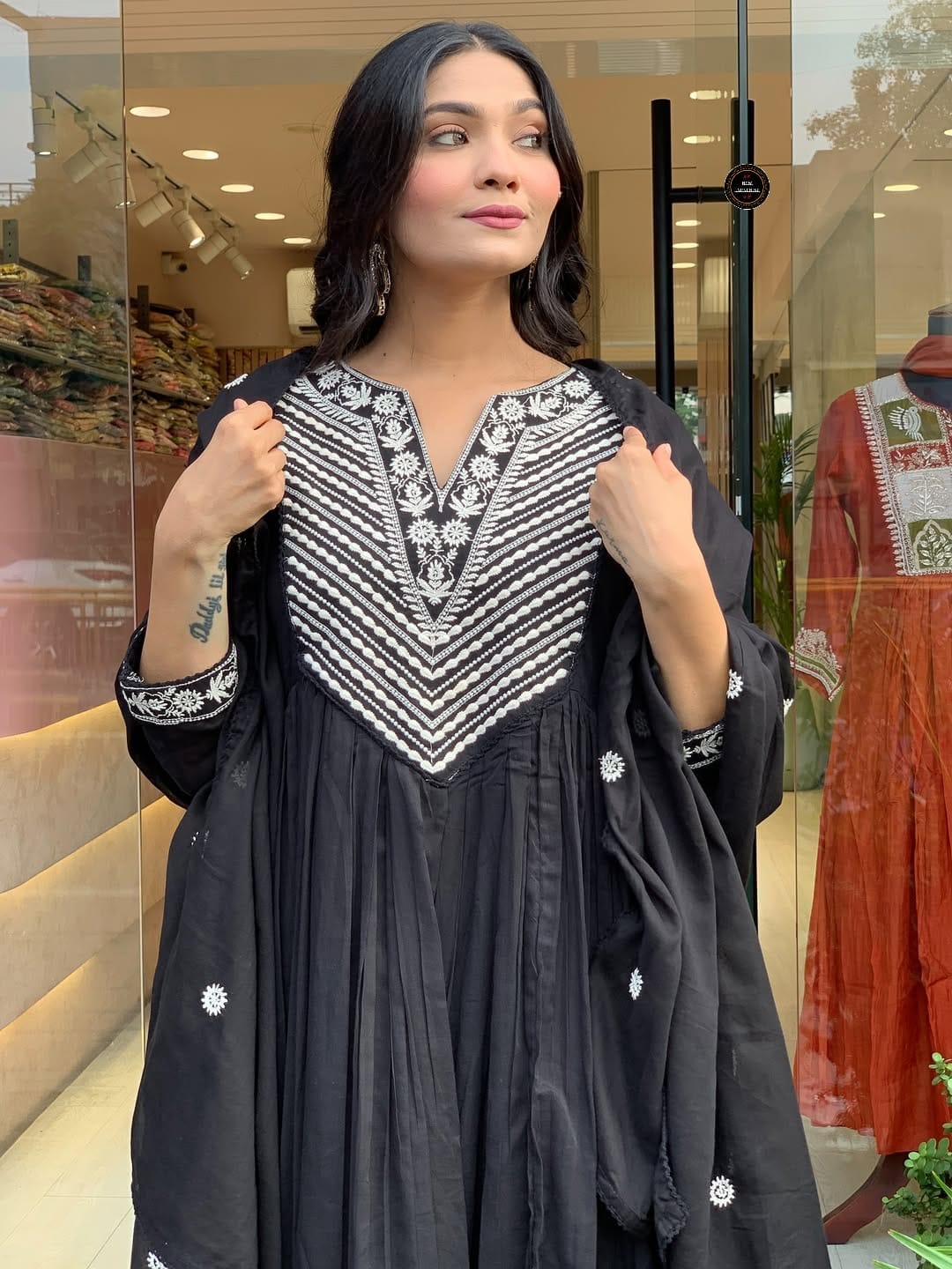 Black Festival Special Anarkali Kurti