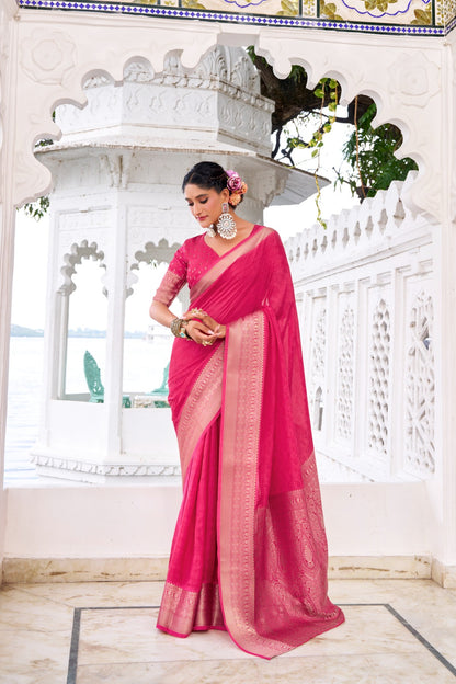 Pink Elegant Festive Saree