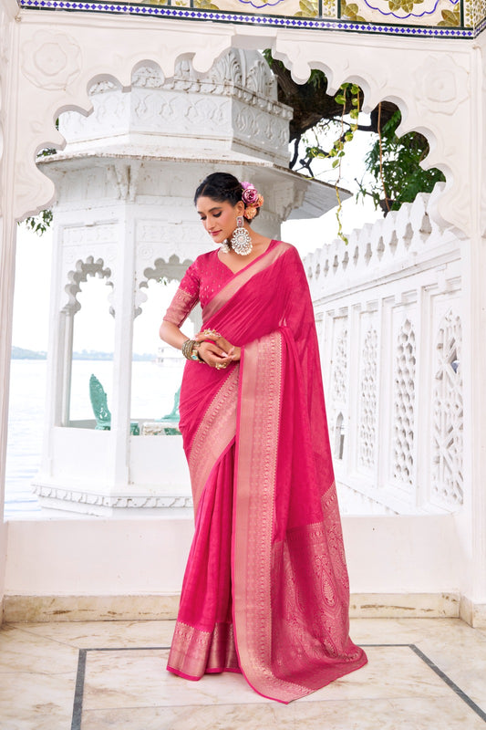 Pink Elegant Festive Saree