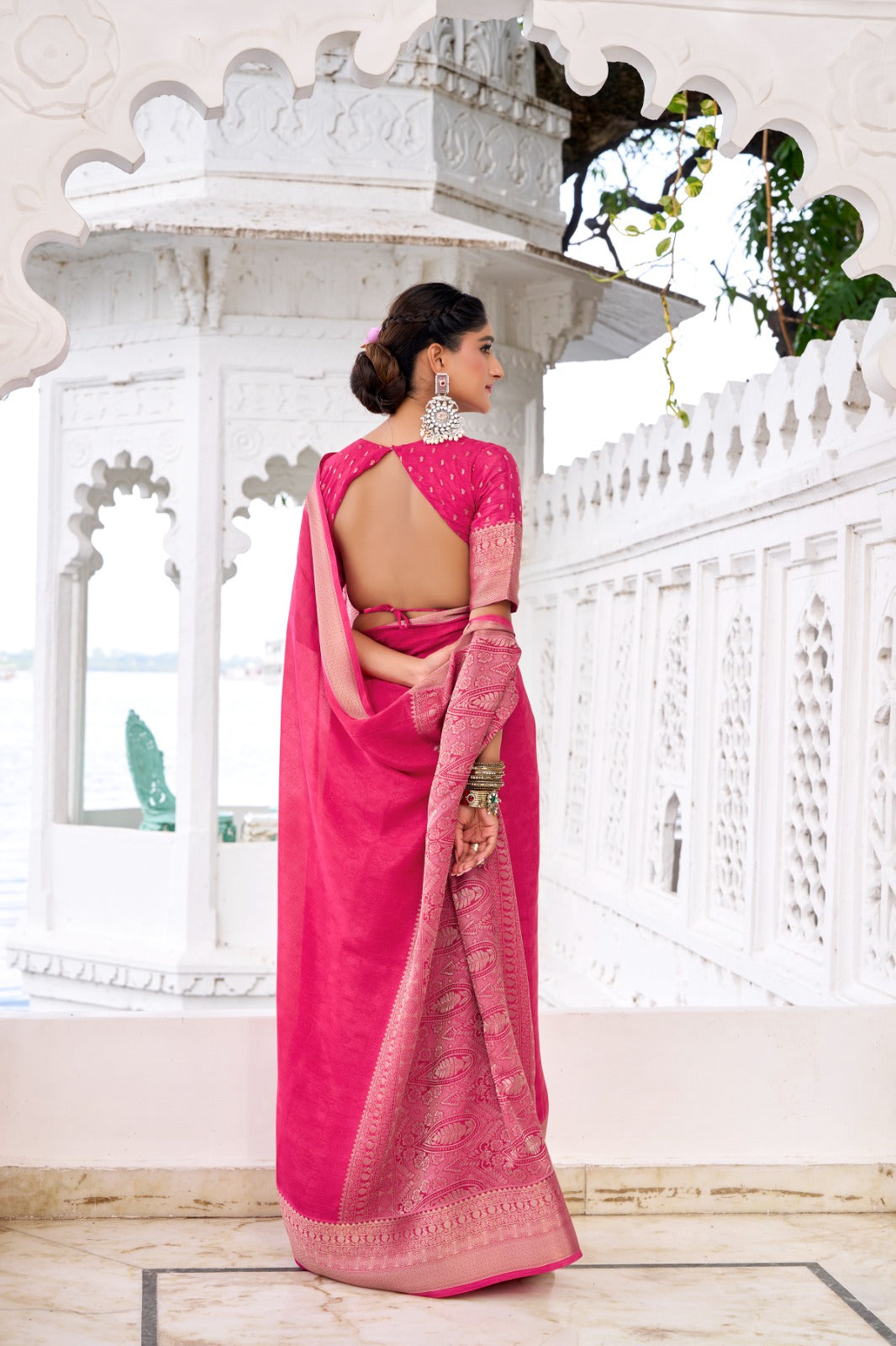 Pink Elegant Festive Saree