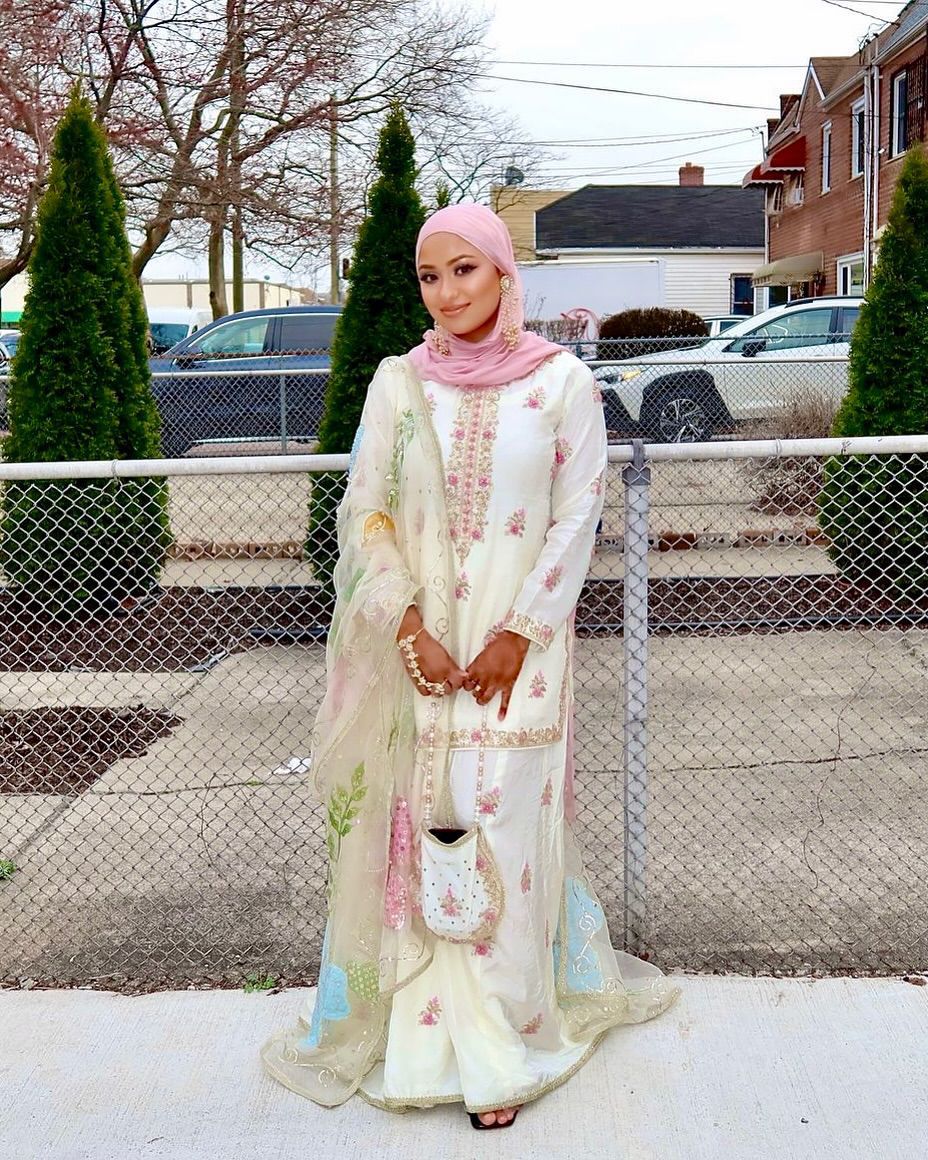 White Chinon embrodiered Top & Plazo