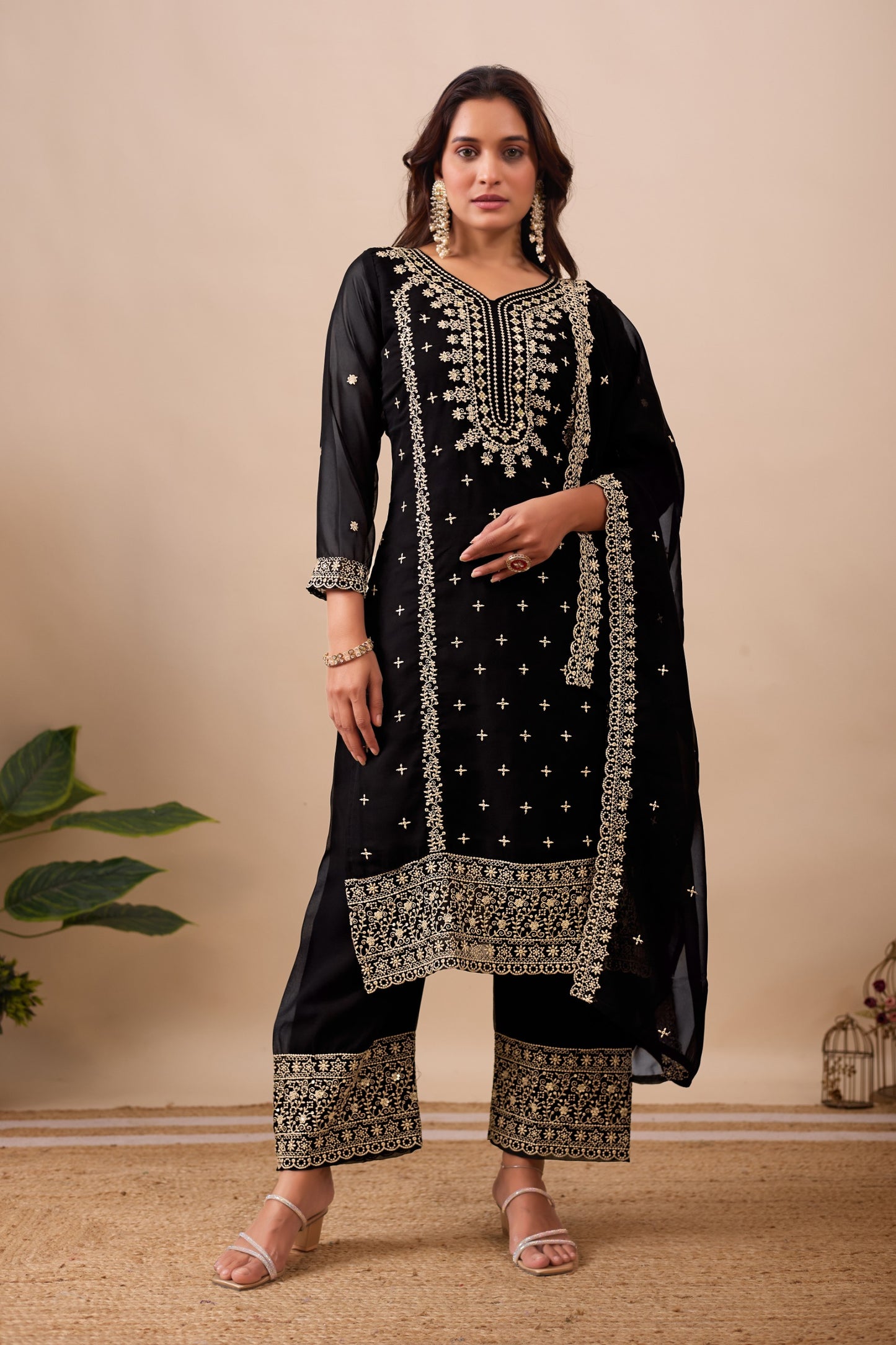 Black Premium Designer Embroidery Suit