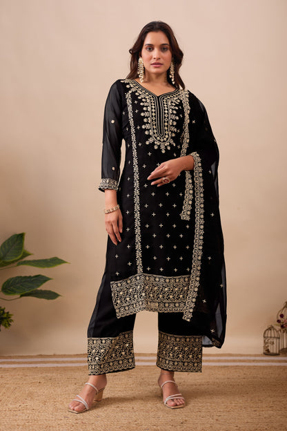 Black Premium Designer Embroidery Suit