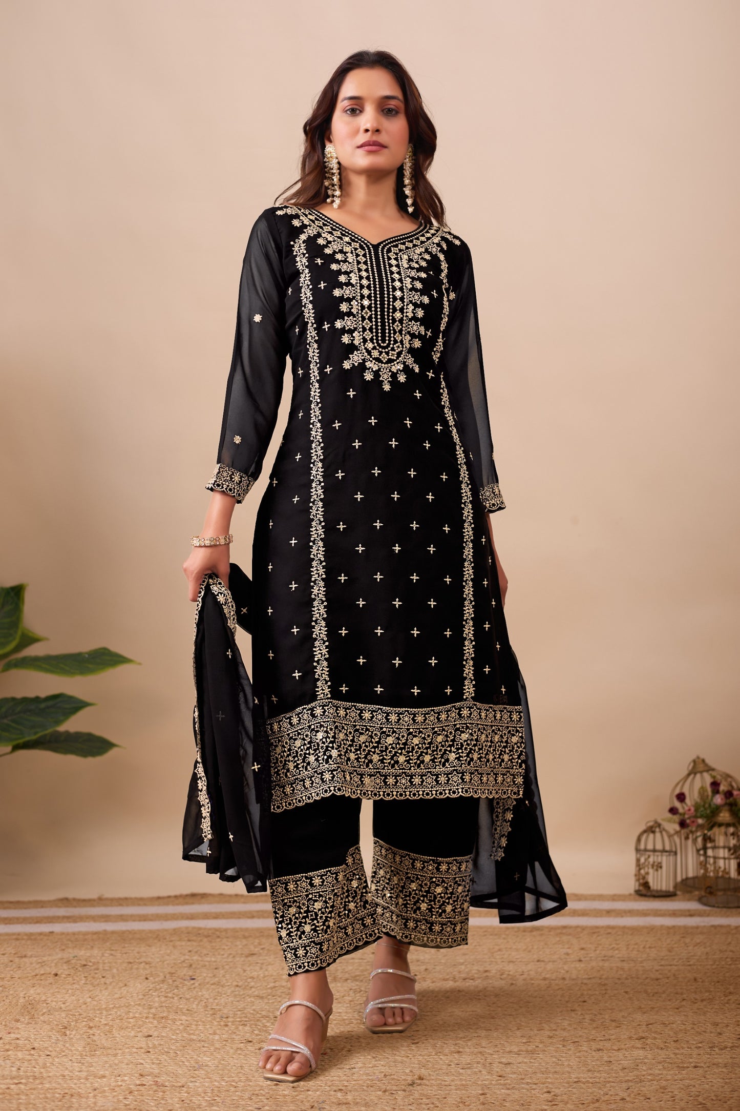Black Premium Designer Embroidery Suit