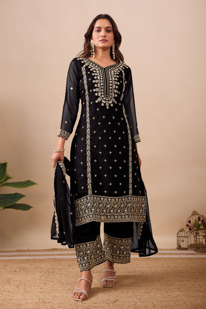 Black Premium Designer Embroidery Suit