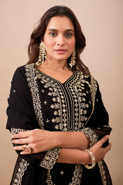 Black Premium Designer Embroidery Suit
