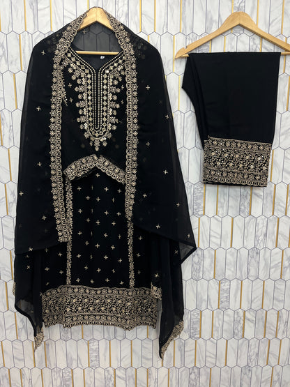 Black Premium Designer Embroidery Suit
