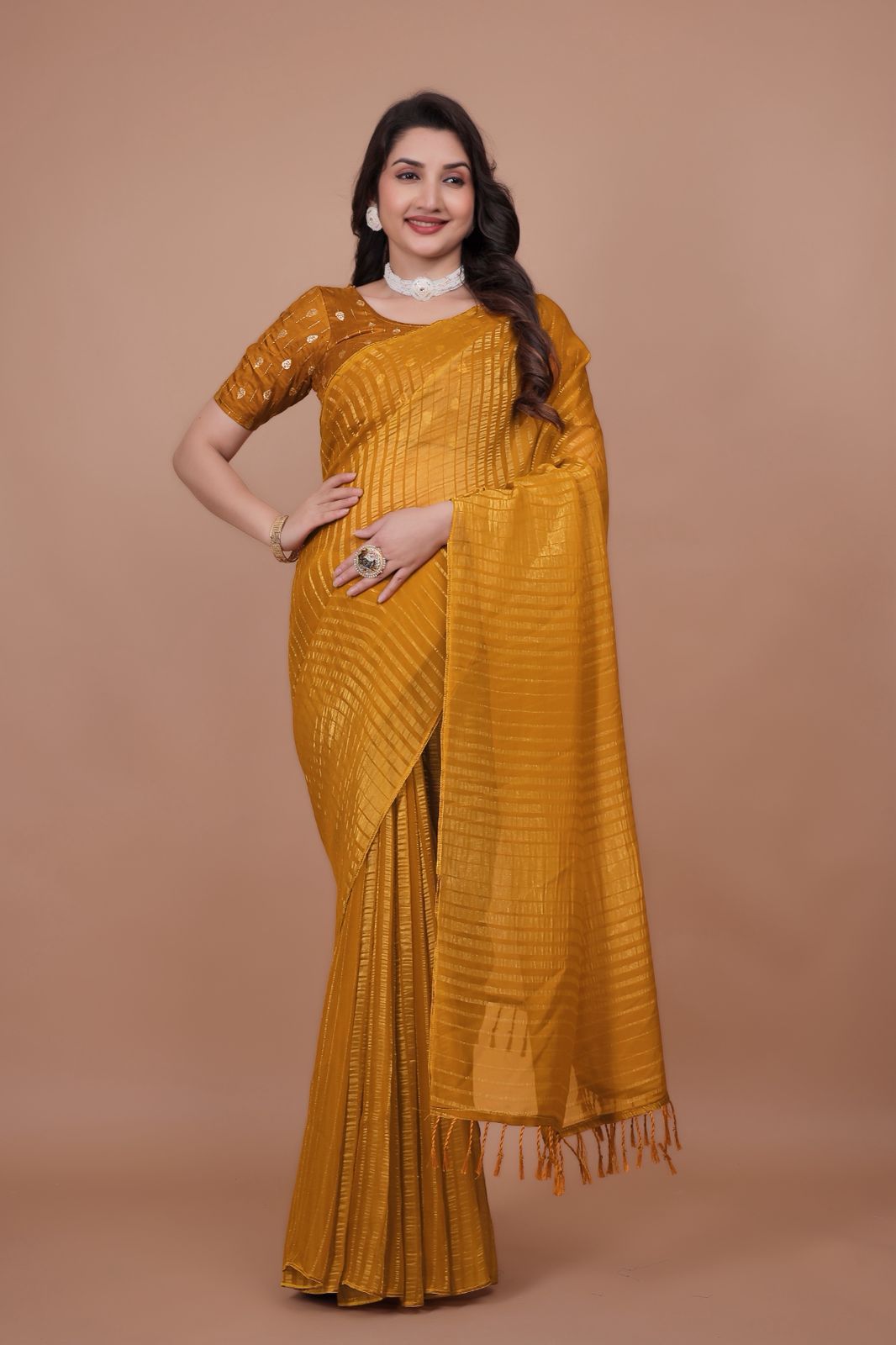 Mustard Silk Radiant Organza Saree