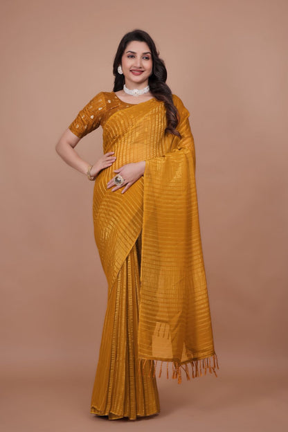Mustard Silk Radiant Organza Saree