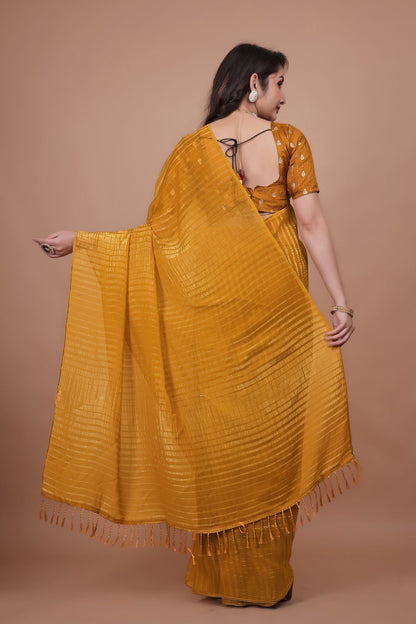 Mustard Silk Radiant Organza Saree
