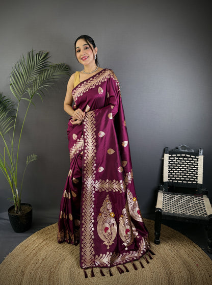Purple Soft Banarasi Saree