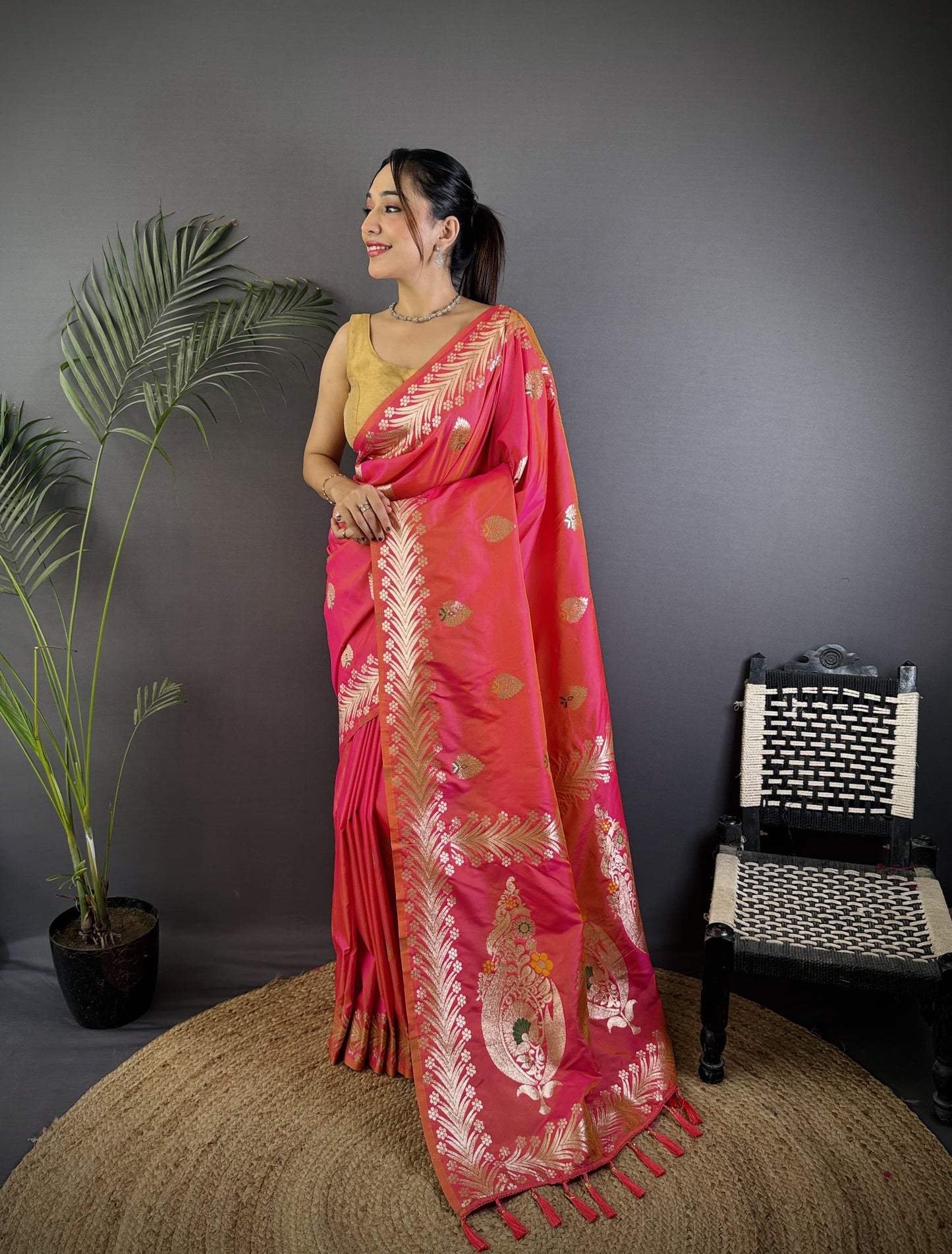 Peach Traditional Banarasi Elegance Saree