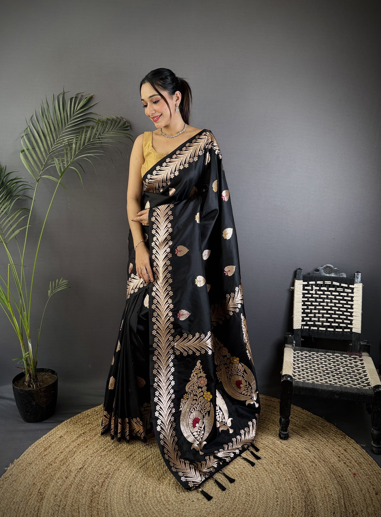 Black Premium Soft Silk Saree