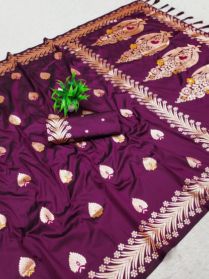 Purple Soft Banarasi Saree