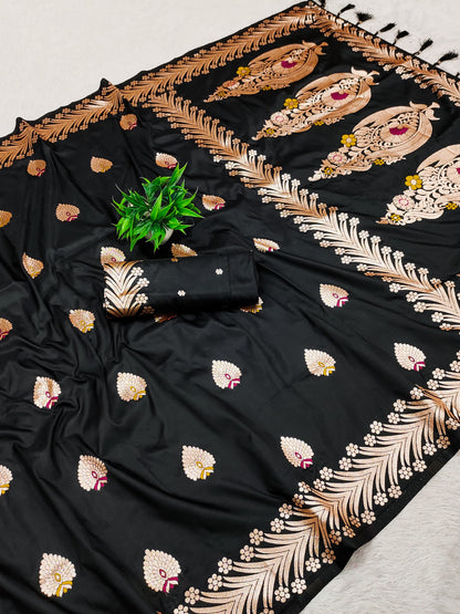 Black Premium Soft Silk Saree