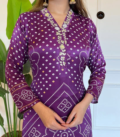 Purple Heavy Viscose Cotton Kurti