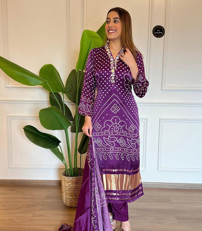Purple Heavy Viscose Cotton Kurti