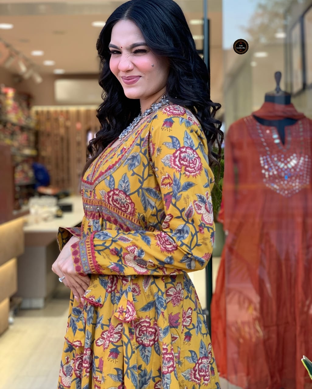 Yellow Elegant Embroidered Work Festive Kurti
