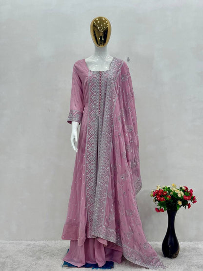 Pink Heavy Faux Elegance Sharara Suit
