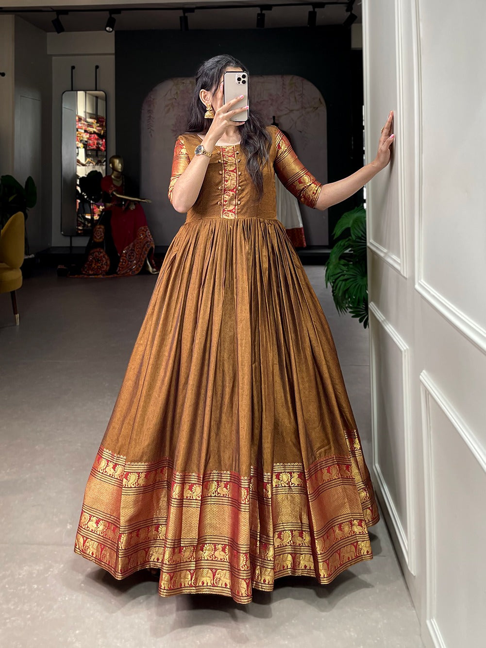 Mustard Traditional Narayan Pet Gown