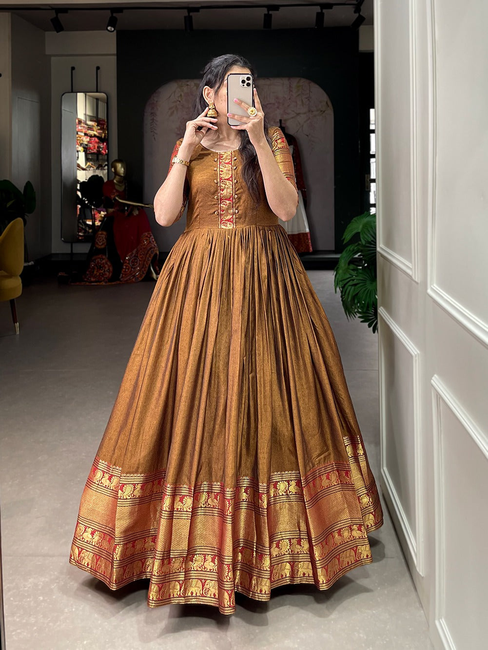 Mustard Traditional Narayan Pet Gown