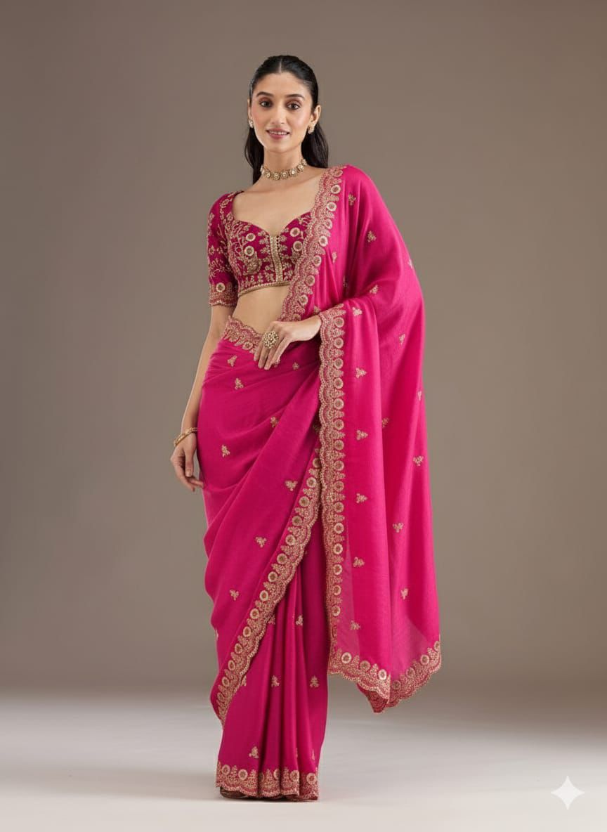 Pink Premium Designer Festival Saree
