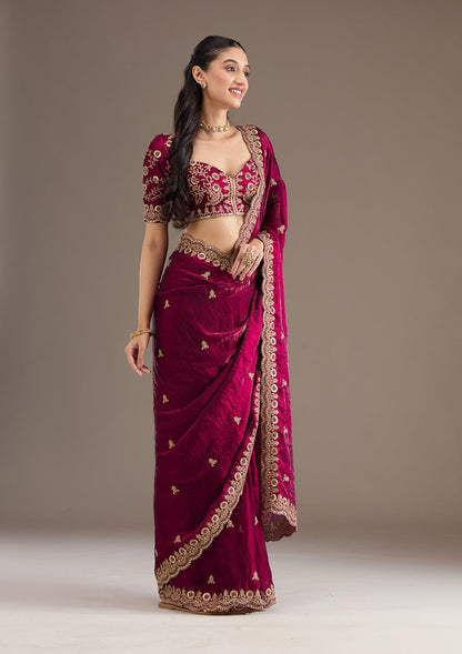 Maroon Soft Silk Diwali Special Saree