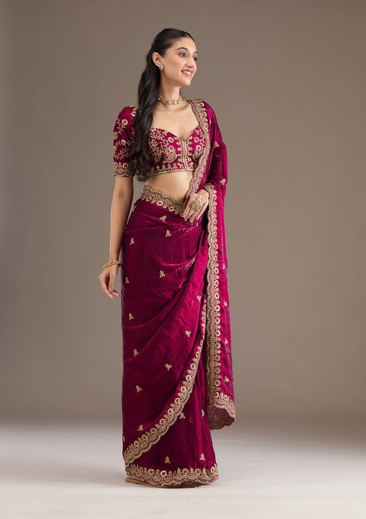 Maroon Soft Silk Diwali Special Saree