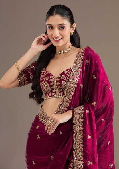 Maroon Soft Silk Diwali Special Saree