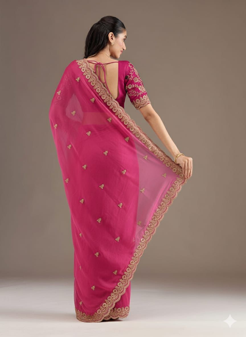 Pink Premium Designer Festival Saree