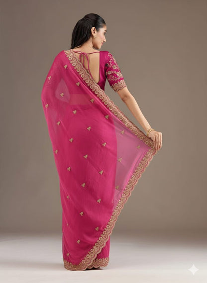 Pink Premium Designer Festival Saree