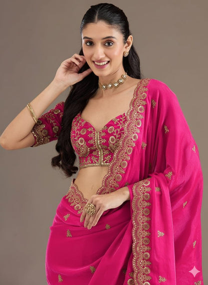 Pink Premium Designer Festival Saree