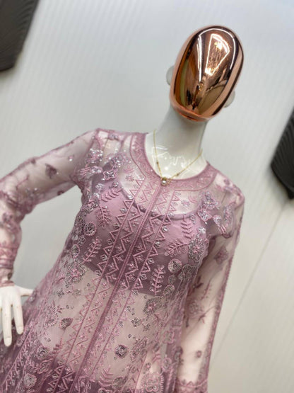 Lavender Trending Embroidered Work Indo Western