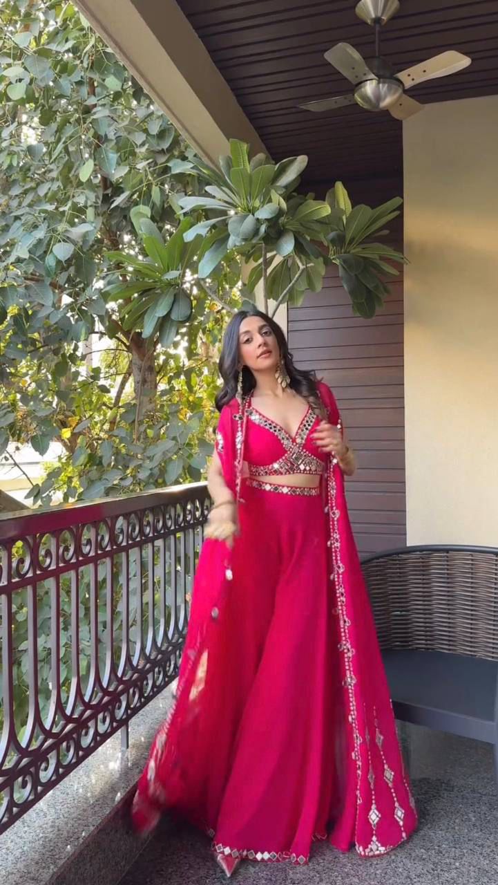 Pink Trending Three Piece Western Outfit