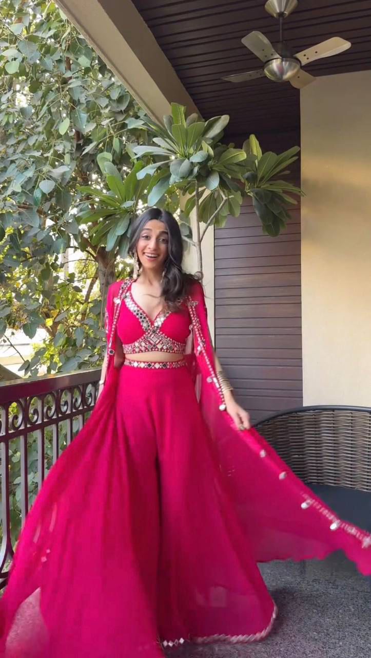 Pink Trending Three Piece Western Outfit