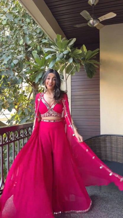 Pink Trending Three Piece Western Outfit