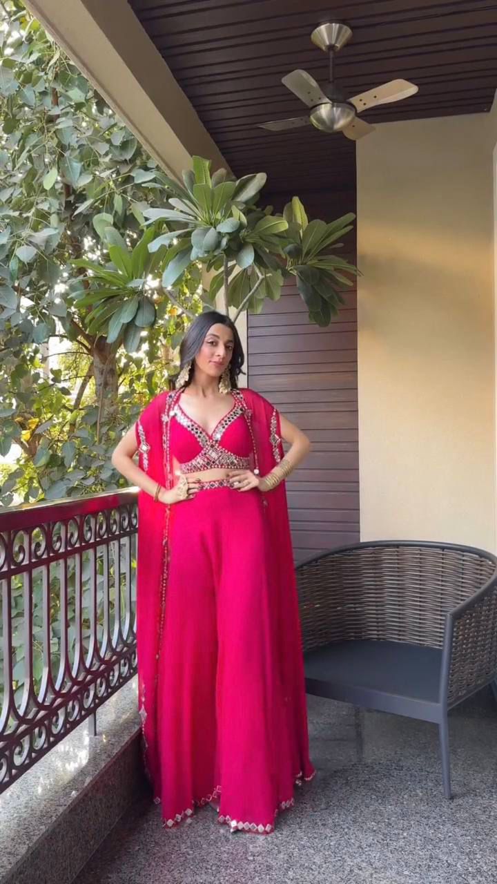 Pink Trending Three Piece Western Outfit