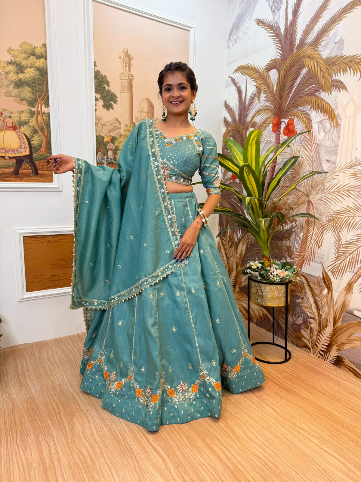 Sea Green Premium Shimmer Lehenga