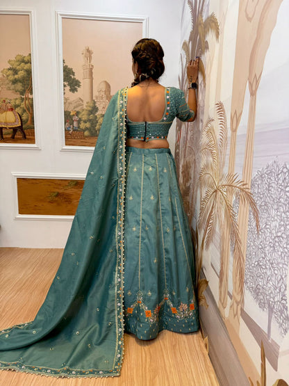 Sea Green Premium Shimmer Lehenga